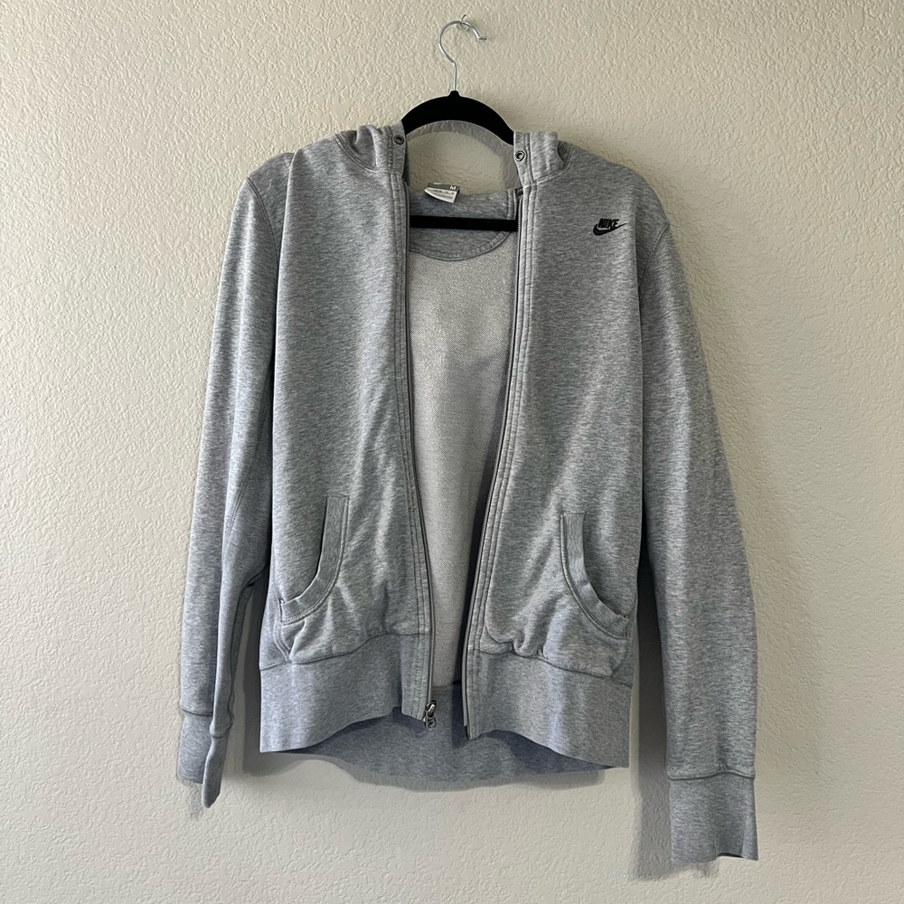 Nike Gray Track Jacket | Zip-Up Hoodie, Casual | Size M